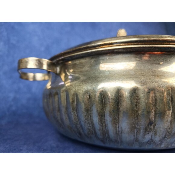 Silver Plated Serving Dish Vintage Pot With Lid And Handles Lidded Ornament Top - Picture 6 of 9